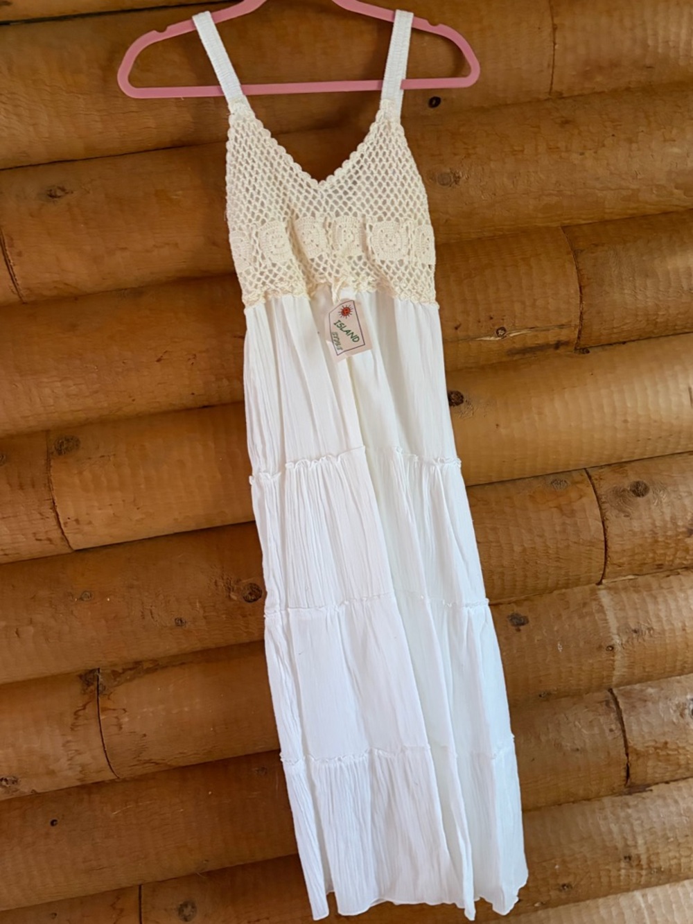 Boho Crochet Bodice White Maxi Dress